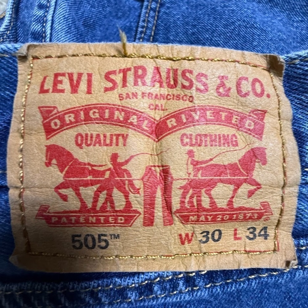 Levis 505 Jeans Mens 30x34 Blue Regular Straight Medium Wash Denim Pants Cotton - Picture 3 of 8